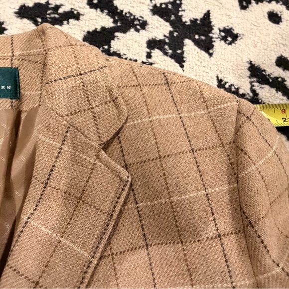 EUC Lauren Ralph Lauren tan lambswool plaid blazer.Sz 12 Purchased/never worn - Picture 11 of 15